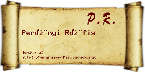 Perényi Ráfis névjegykártya